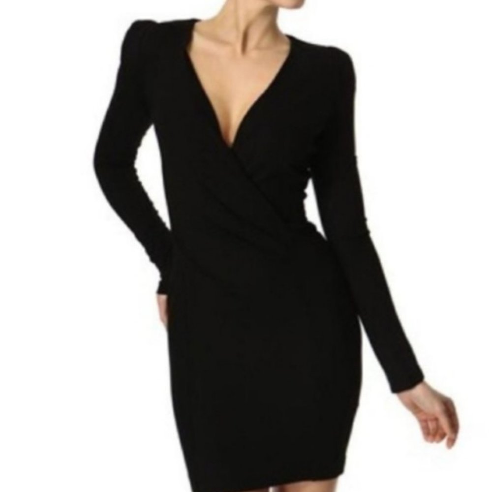 French Connection Black V-Neck Wrap Dress